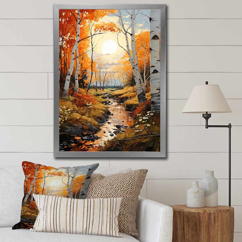 Reproduction d'art sur toile Cortlan Birch Woods Autumn Sonata VII, H 20 po x l 12 po x P 1 po, Cadre photo argenté