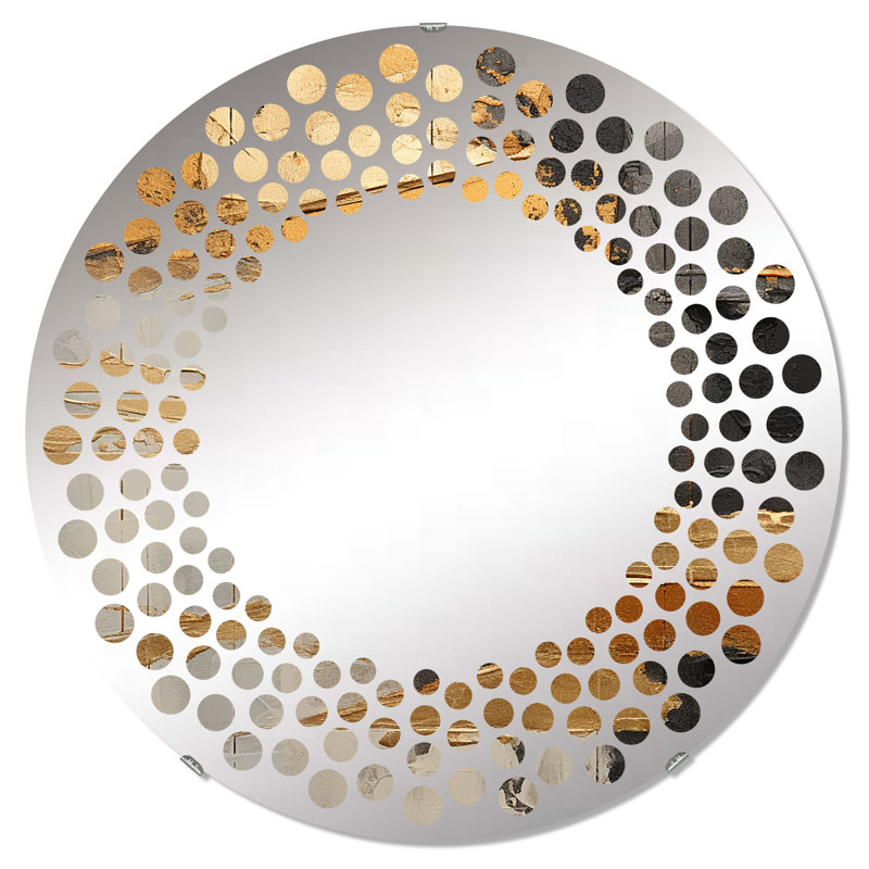 Circle Mirror, 24" H x 24" W, Gold/Gray