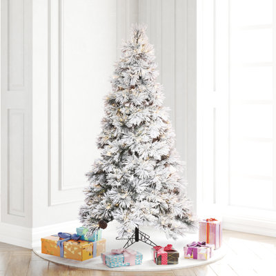 Odaniel Flocked Atka Pine Artificial Christmas Tree 3MM Warm White