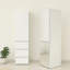 Système d'organisation modulaire en bois avec miroir en blanc