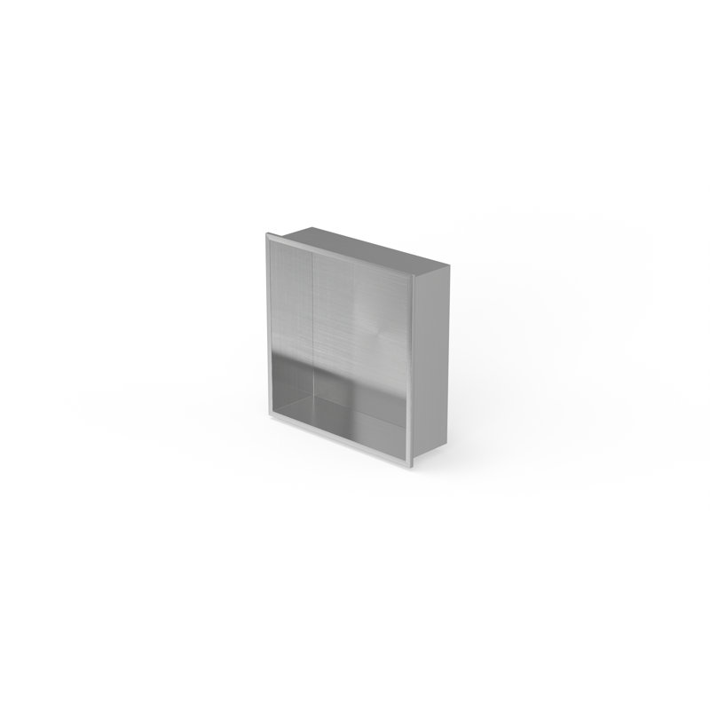 Niche de douche encastrée Badeloft l 12,6 po x H 12,6 po NS-01-BS en acier inoxydable brossé, Acier brossé