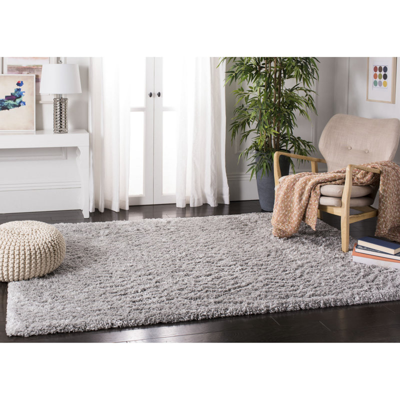 Tapis ivoire à poils longs Sador, Rectangle 6 pi 7 po x 9 pi, Grey