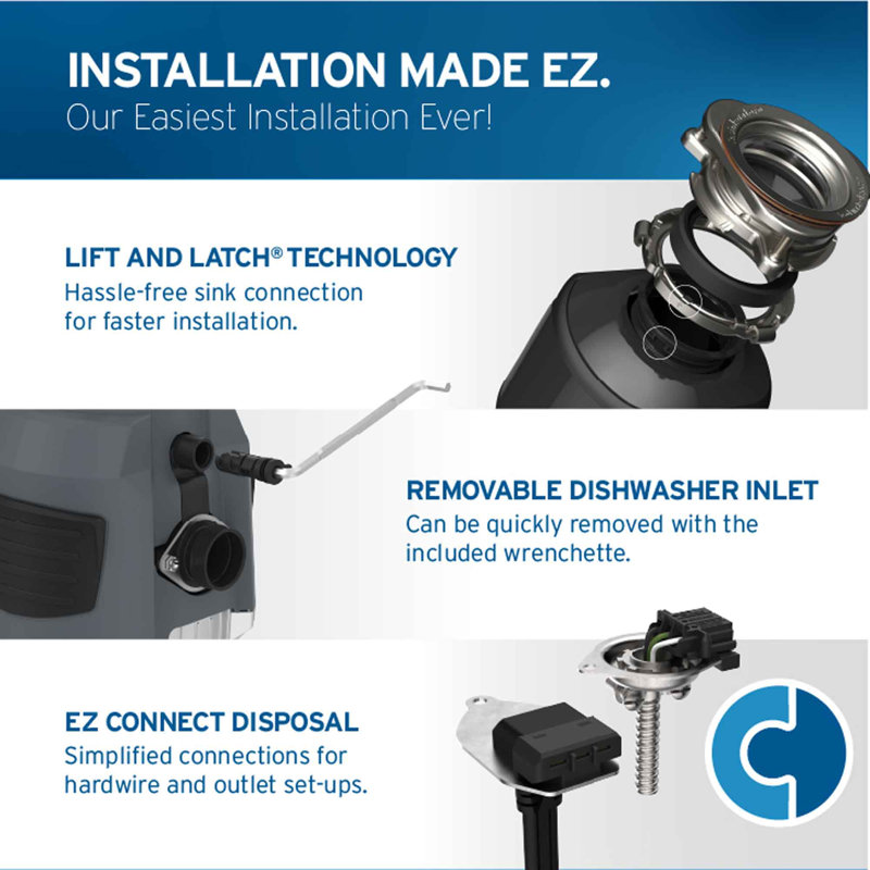 Evolution 1HP, 1 HP Garbage Disposal, Advanced Series EZ Connect Continuous Feed Food Waste Disposer