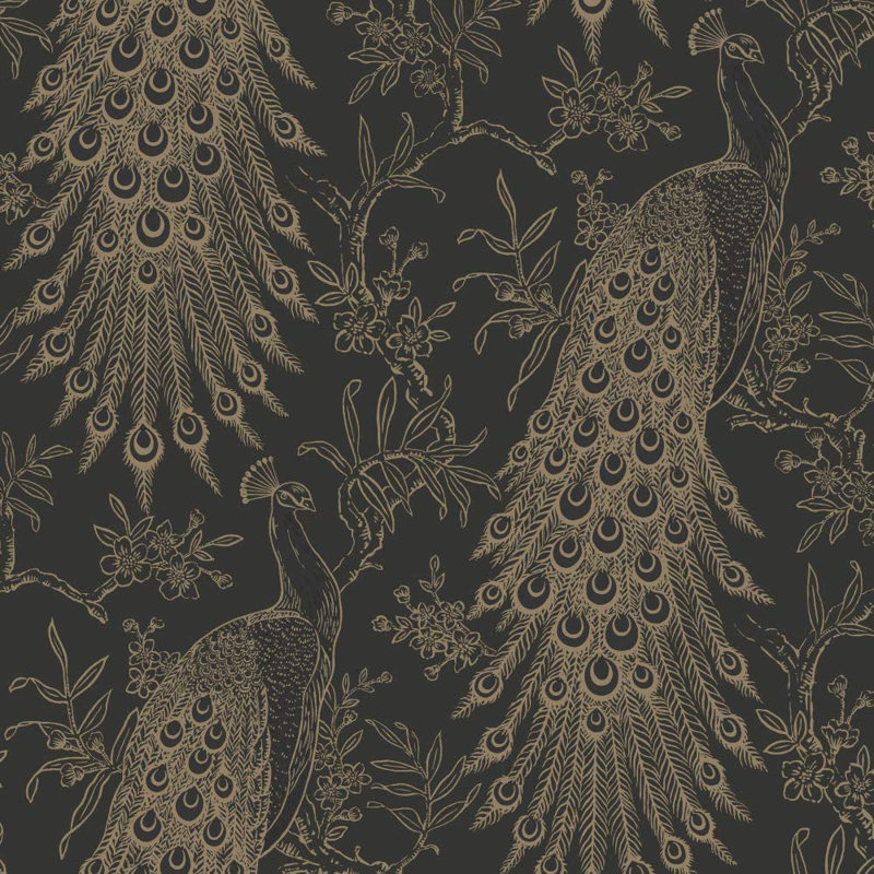 Carrie 10.05m x 53cm Metallic Finish Wallpaper Roll, Black/Gold