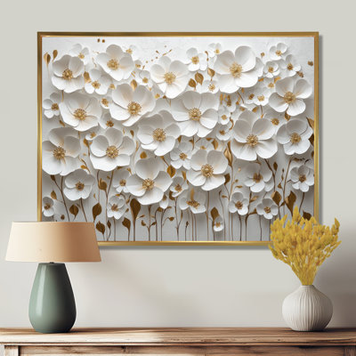 Mykhajlo Widlflowers Golden Creamy Blossoms In The Wild V - Wildflowers Wall Art