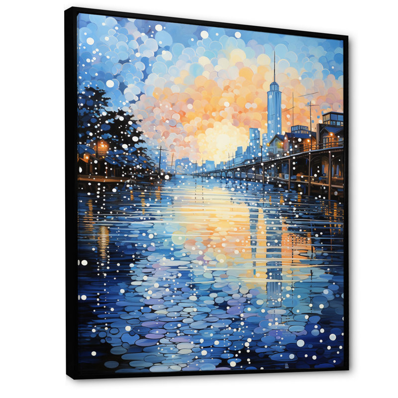 Comella Beach Photo Pier Reflections III sur toile, H 32 po x l 24 po x P 1 po, Cadre flottant noir
