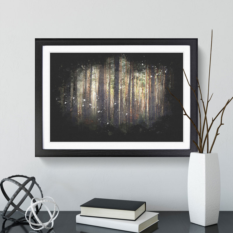 Pine Tree Forest in Spring - Picture Frame Graphic Art Print, 45cm H x 63cm W x 2cm D, Black Framed