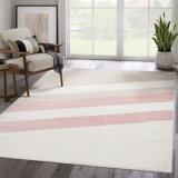 DEC150A Cream Blush Pink Diagonal Lines Area Rug