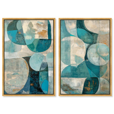 Terra Bound Duo Canvas Print Sage Gold Wall Art Set by Art Remedy, Black Frame, 10 x 15