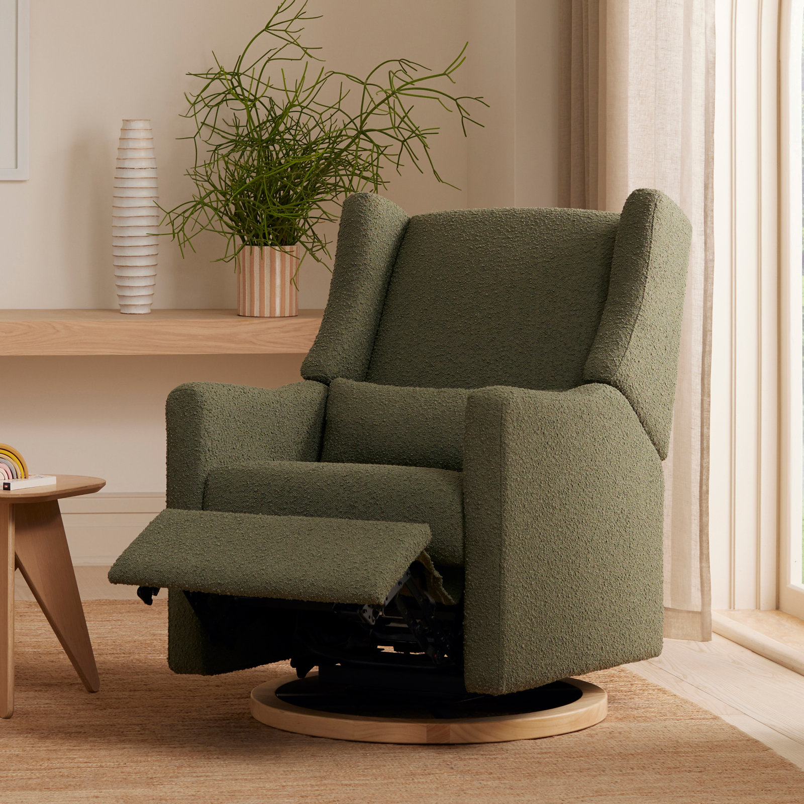 Kiwi Swivel Glider, Olive Boucle