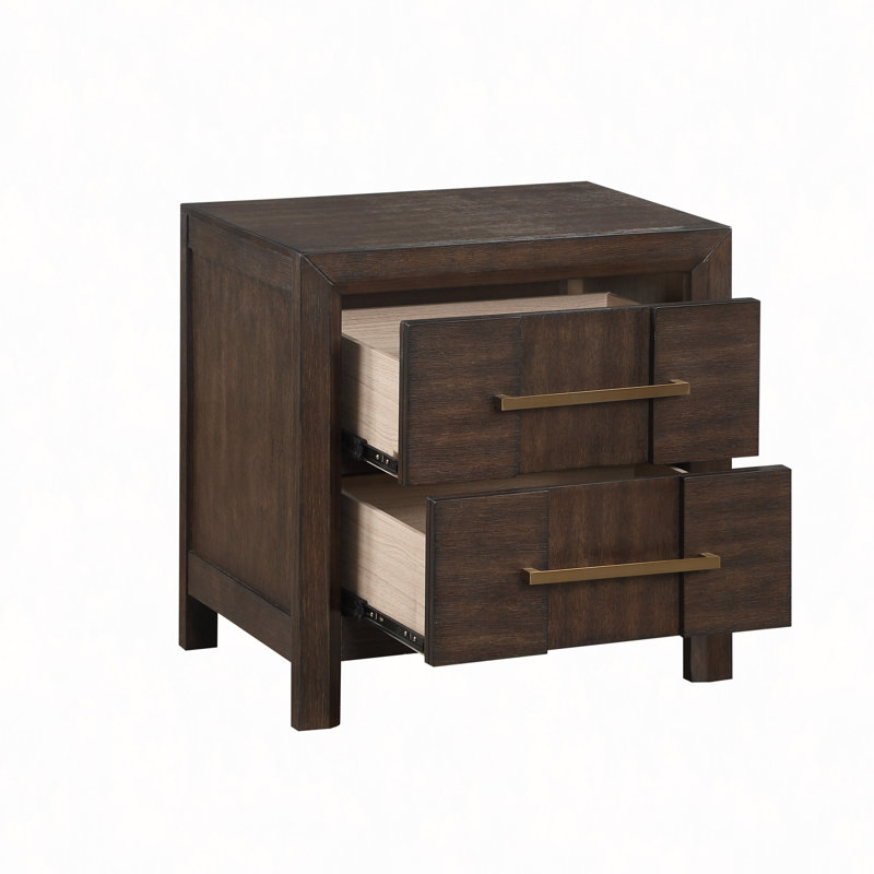 Table de chevet à 2 tiroirs en bois