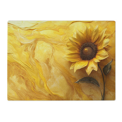 Sunflower Artwork  Glass Chopping Board