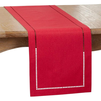 Laser-Cut Hemstitch Design Solid Colour Table Runner 14" W