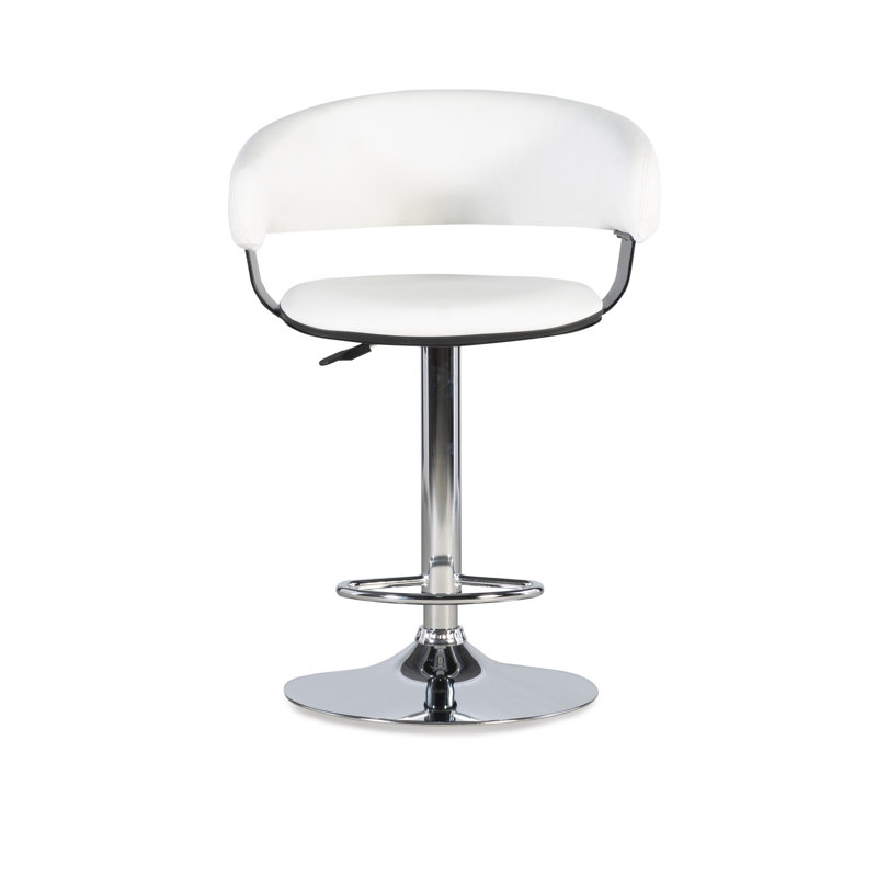 Carmelyn Swivel Upholstered Adjustable Height Counter Stool with Metal Frame, White