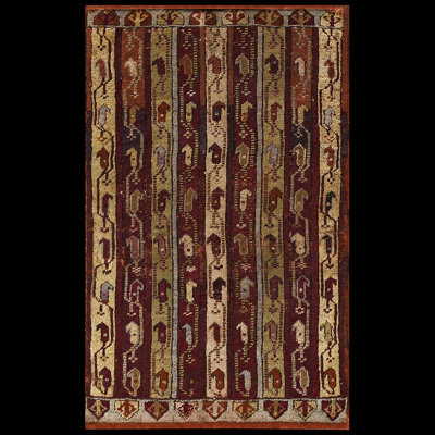 Tapis turc antique multicolore Yastik des années 1880
