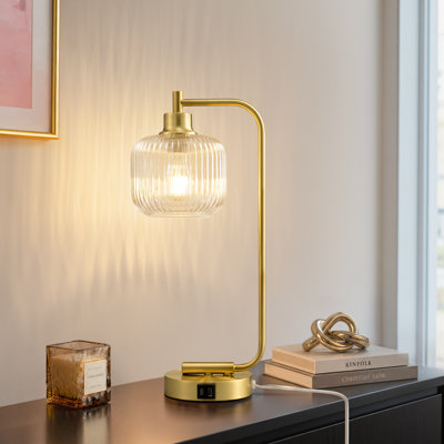 18.5" Dimmable Table Lamp With Usb And Touch Control