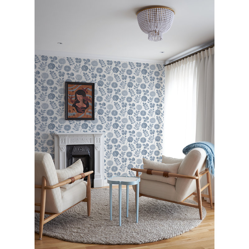 33' L x 20.5" W Wallpaper Roll, Denim