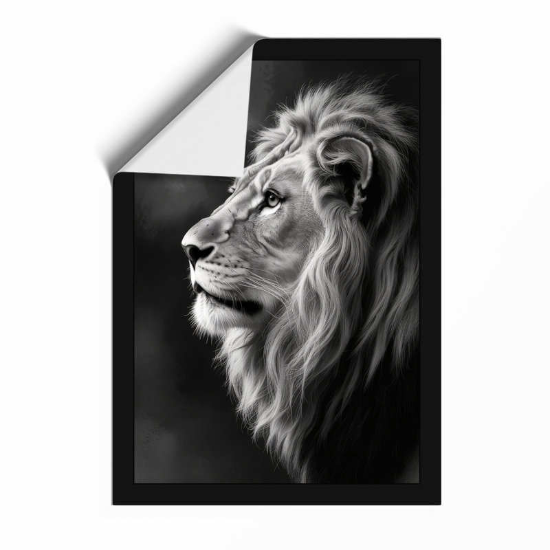 Lion in Profile Minimalist - Framed Print, Unframed, A4 - 29.7 x 21.0 cm
