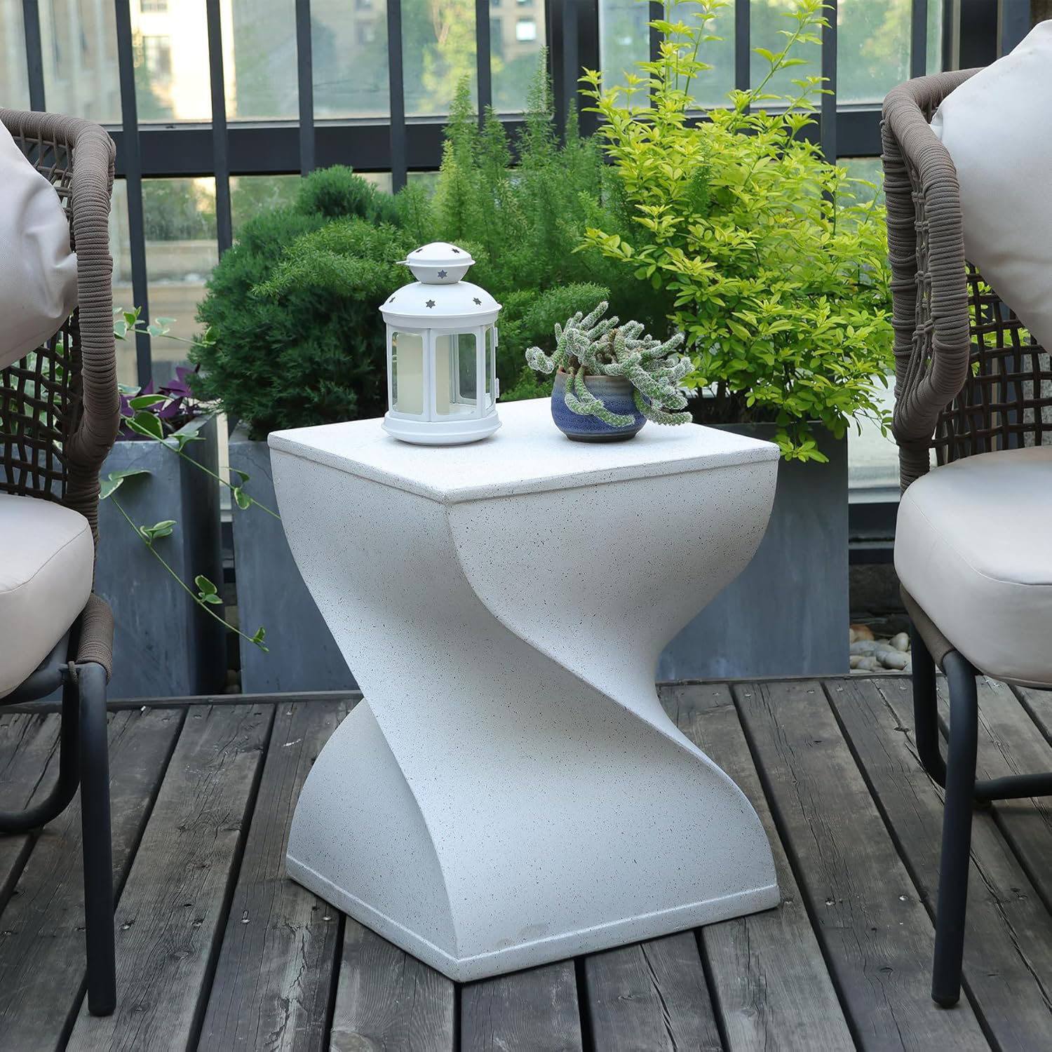 Mercer41 Outdoor Side Table, Concrete End Table, Round Accent