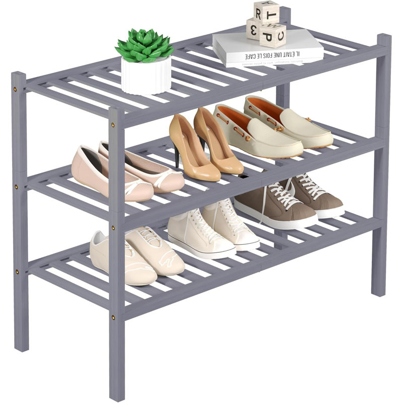 3-tier Bamboo Shoe Rack Grey