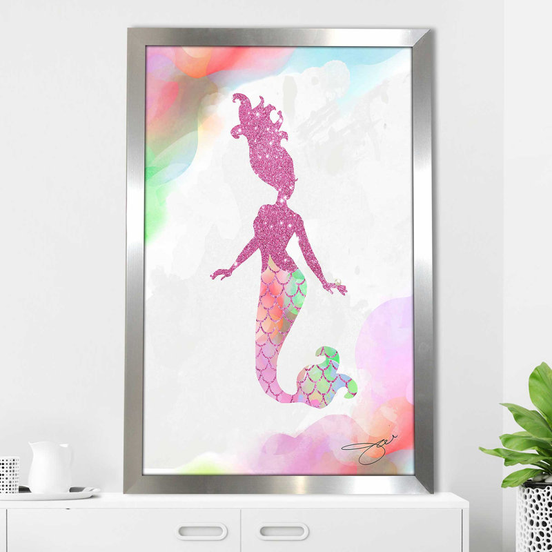 «Mermaid 2 (Vertical)» par Jodi - impression, Encadrement argenté, H 27,5 po x l 21,5 po x P 0,75 po