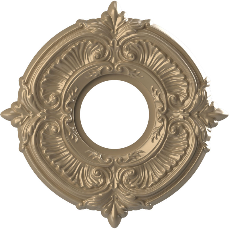 Attica Thermoformed PVC Ceiling Medallion, 10" H x 10" W x 0.75" D, Universal Metallic Champagne Mist