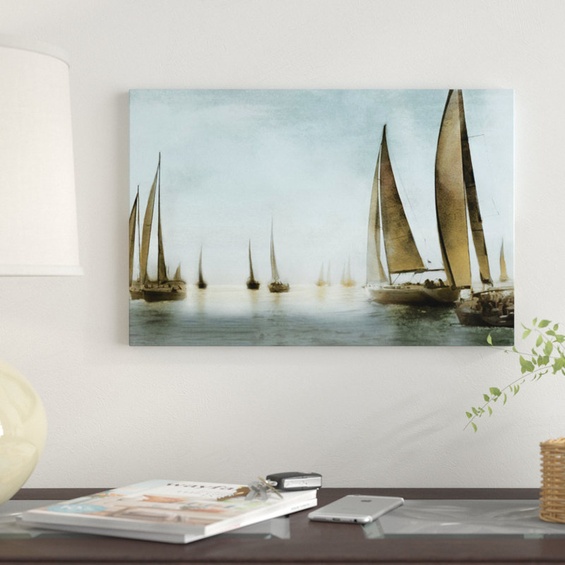 «Golden Sails», reproduction sur toile, H 8 po x l 12 po x P 0,75 po, Toile tendue, Pas de tapis