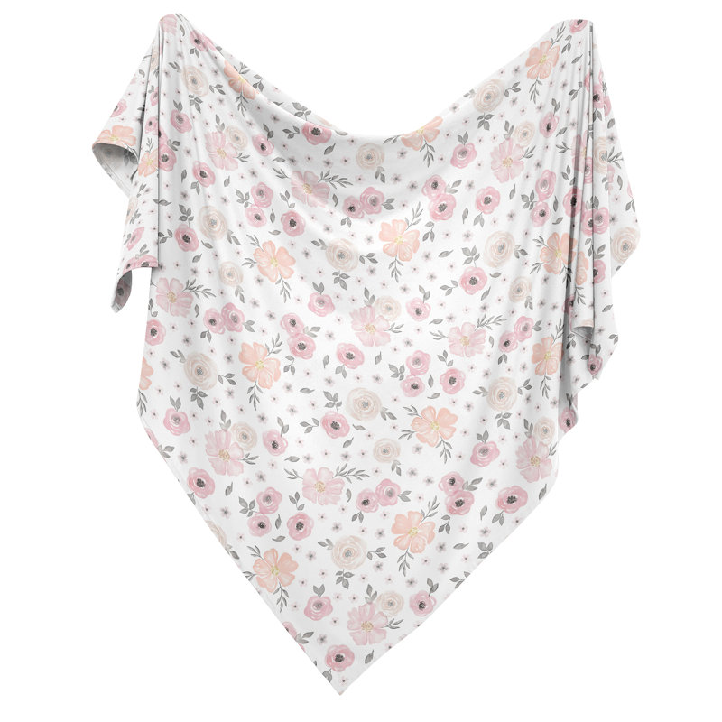 Aquarelle emmaillotée florale, Rose / gris