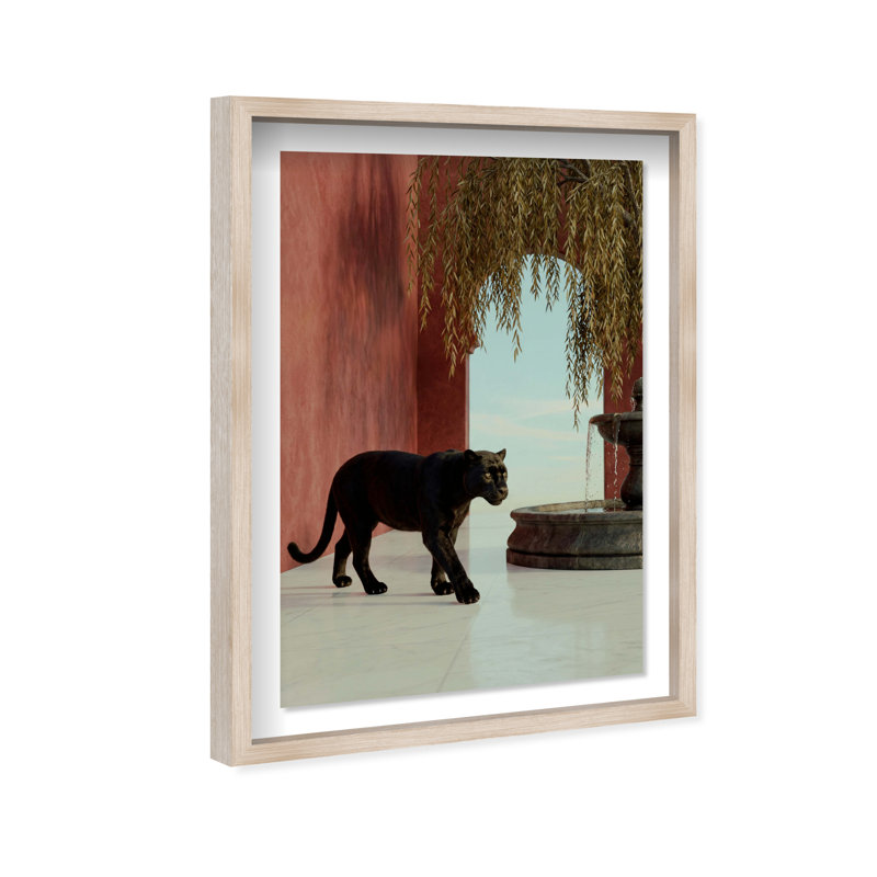 At the Palace Shadowbox Animals Print by Oliver Gal, Black Frame, 10 x 15, 37.5"H x 55.5"W, Natural Oak Shadowbox