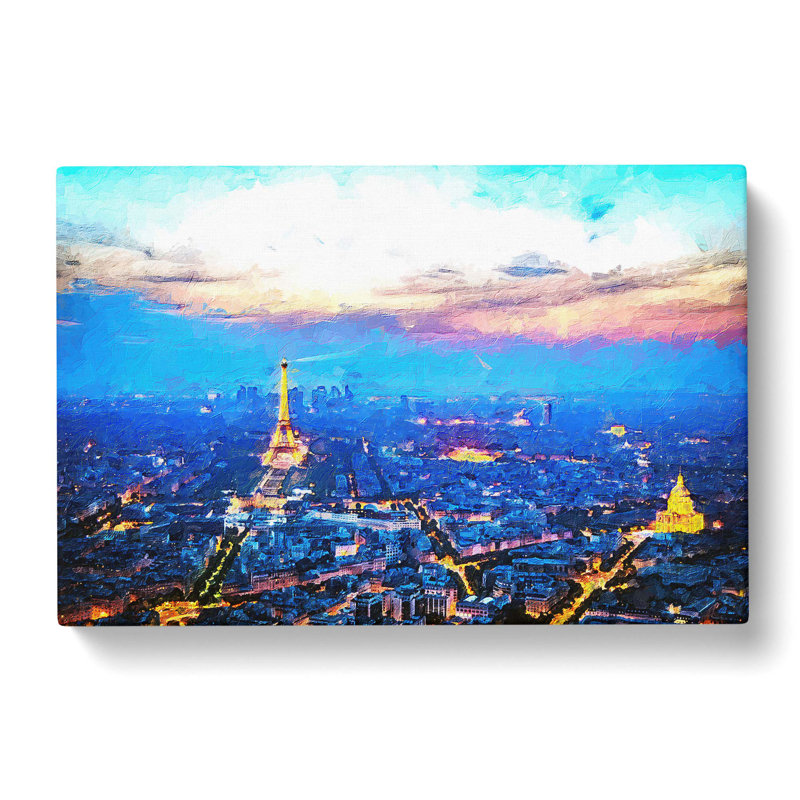 Paris Eiffel Tower Skyline At Dusk - Wrapped Canvas, 50cm H x 76cm W x 3cm D