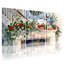 Ensemble de 3 tableaux sur toile tendue représentant un motif de houx et de pin pour le foyer, sur le thème de Noël.-121088590