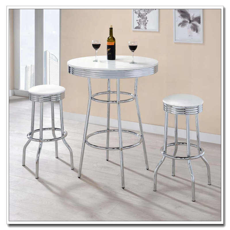 Table de bar ronde blanche et brillante Werner, Blanc