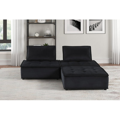 Luxurious Velvet 3-Piece Sectional Sofa With Ottoman For Spacious Comfort And Modern Elegance