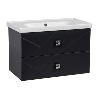 Meuble-lavabo sur pied simple 32 po avec comptoir en céramique et miroir Jakkia