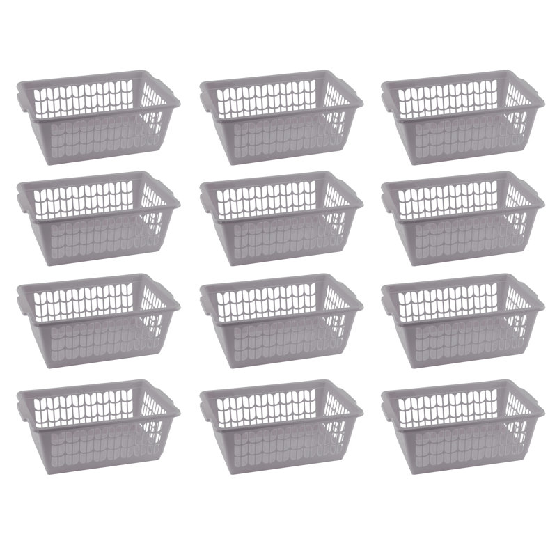 Petit ensemble de paniers en plastique, gris