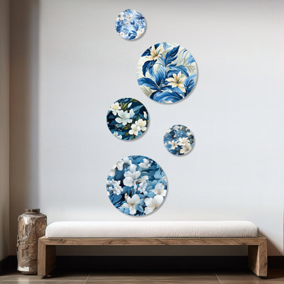 Caulksville - Ensemble d'art mural floral rond tropical de 5