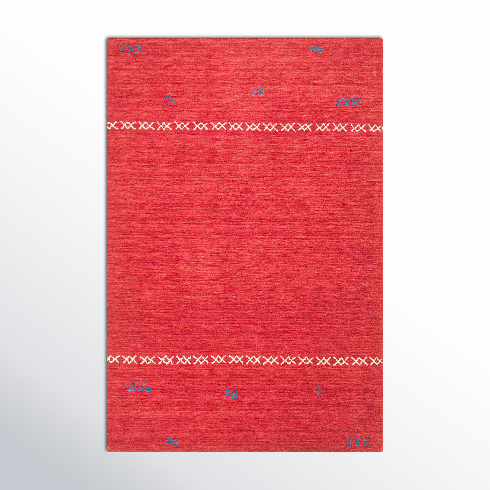 Santiago Red Handmade Wool Geometric Rug, Rectangle 2' x 3'