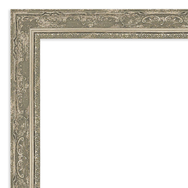 Filigree Non-Beveled Framed Wall Mirror, 31.5" x 42.5", Silver