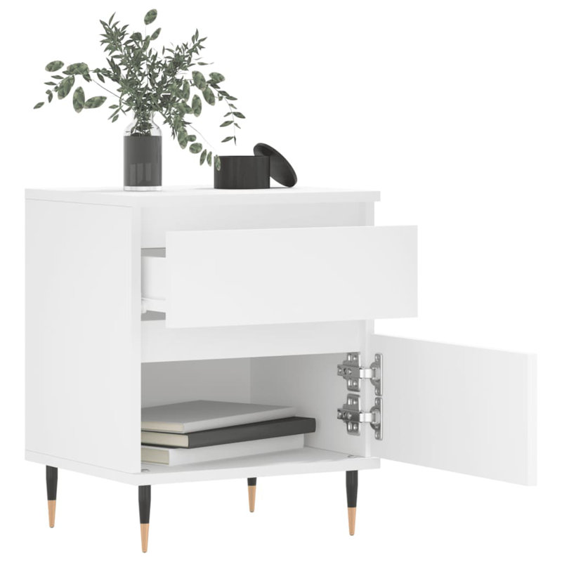 Mironda 40cm W Manufactured Wood Bedside Table, White