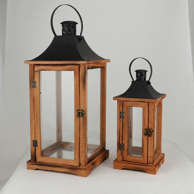  Ensemble de 2 lanternes à bougie décoratives rétro