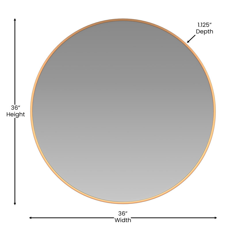 Adarius Accent Wall Mount Mirror with Aluminum Frame - Round Wall Mirror, Gold, 36" x 36"