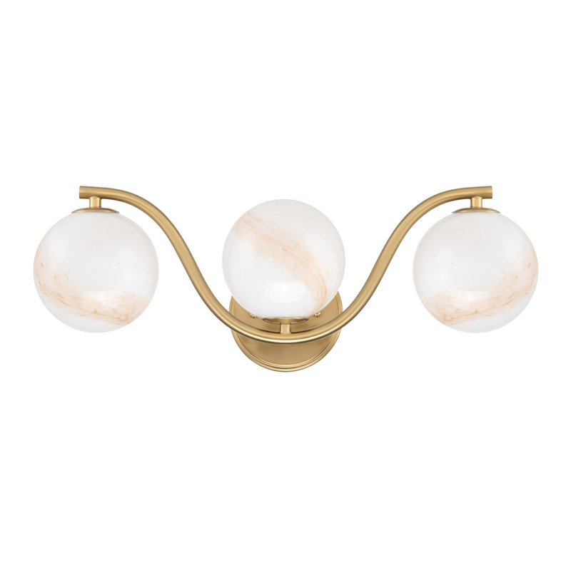 Triple Globe Wave Vanity Lighting, Brushed Gold