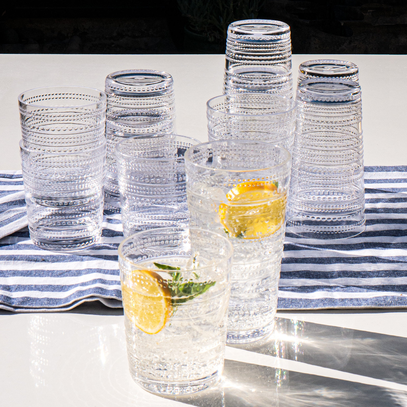 Chaplin Ribbed Drinking Glass, 15.60oz., Clear
