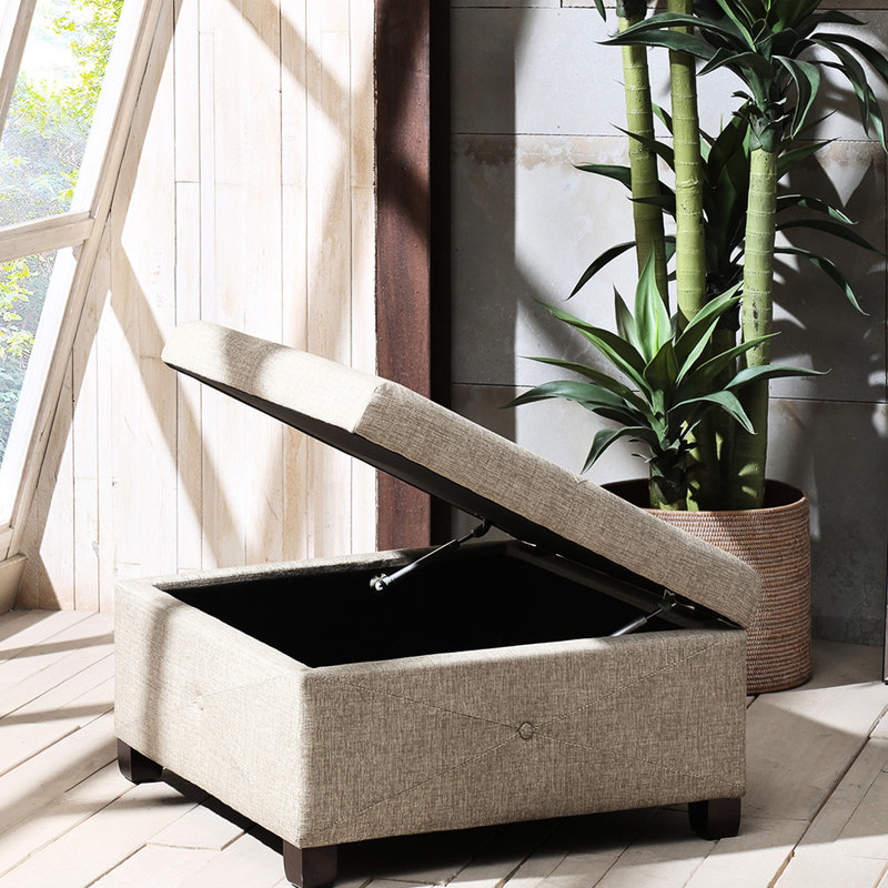 Rangement rembourré de couleur sable - Siège confortable et grand carré avec housse, Sable