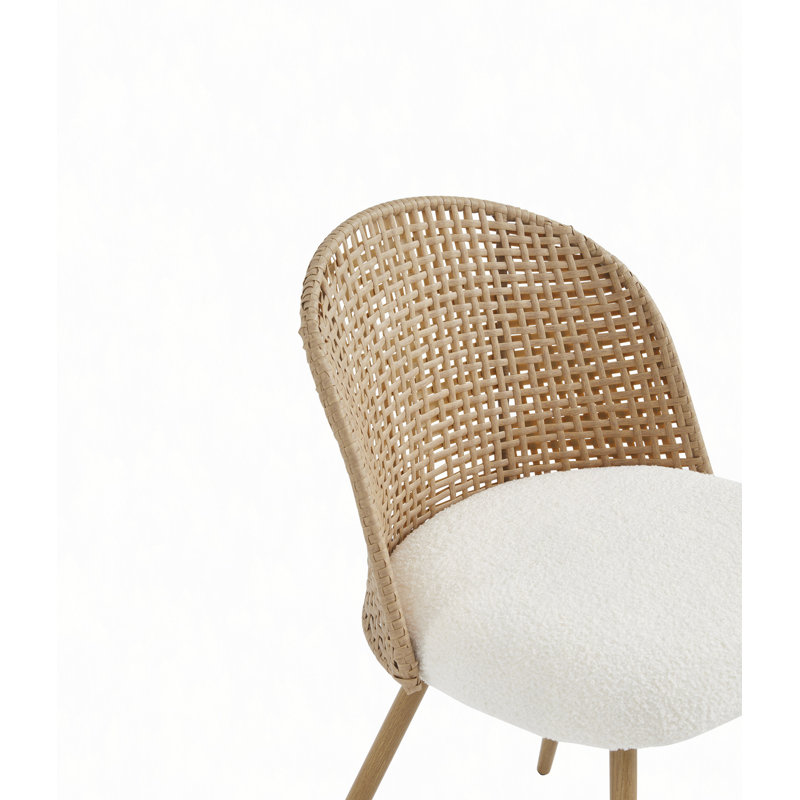 Chaise de salle à manger en osier, ensemble à deux places, chaise de salle à manger moderne, coussin de siège de style bohémien de style médiéval en éponge douce