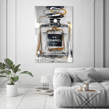 Oliver Gal 'Infinite Glam Gold' Fashion and Glam Wall Art Framed Canvas Print Perfumes - Gray, Black - 24 x 36