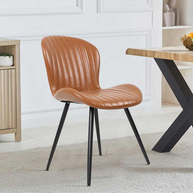 Chaises de salle à manger en cuir, Brun