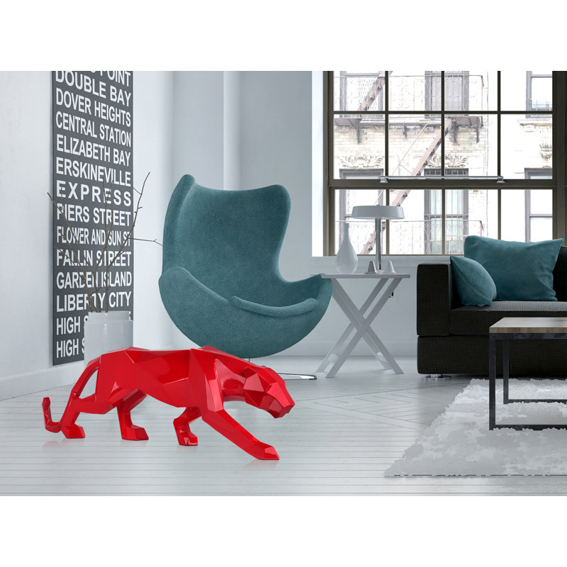 Panther Figurines & Sculptures, Red, 14cm H x 45cm W x 9cm D