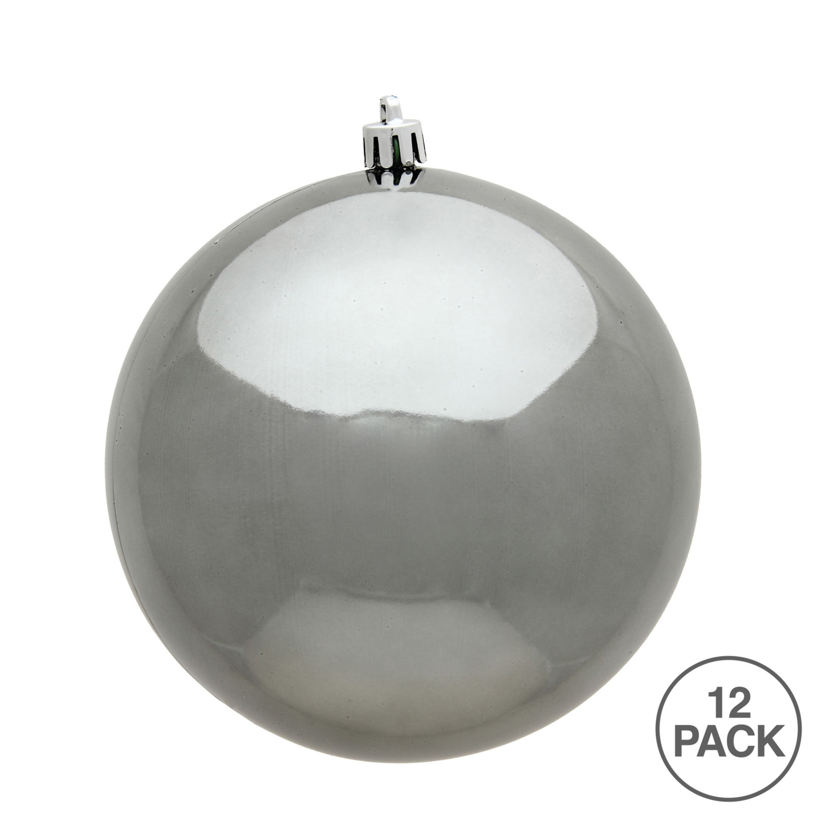 Holiday Décor Ball Ornament, Pewter Shiny, 2.75" H x 2.75" W x 2.75" D