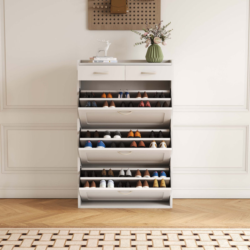 30 Pair Shoe Storage Cabinet, White 1